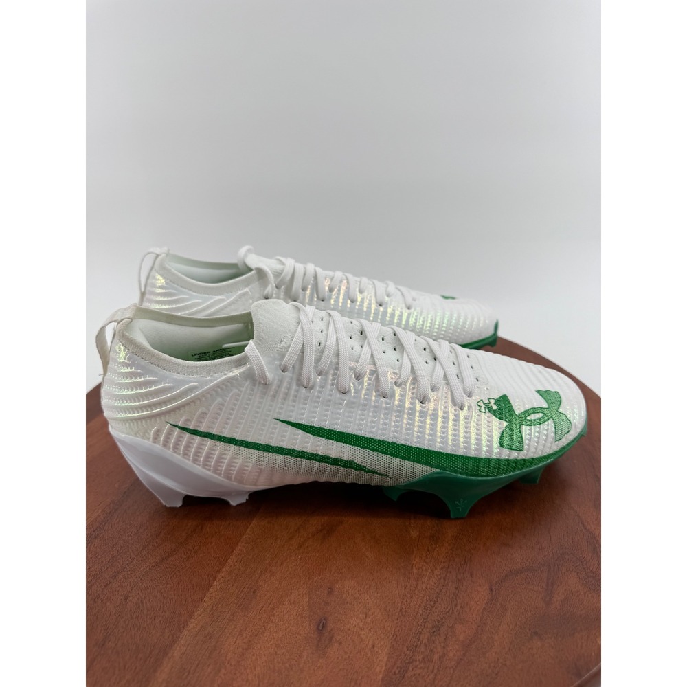 Under Armour Blur Pro Football Cleat White Green Iridescent 3028220-107 Men 11.5